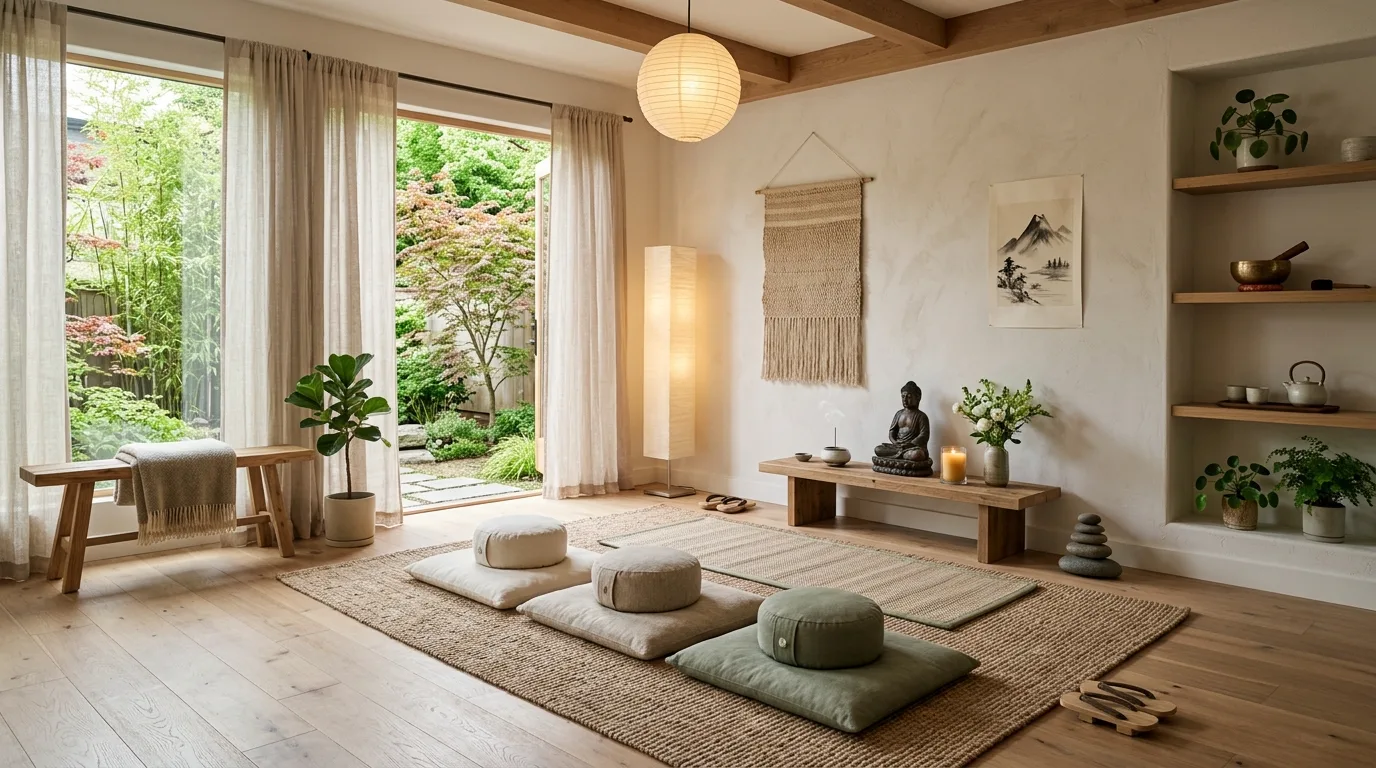 Make the room easy to reset after every session inspiration for a meditation space.